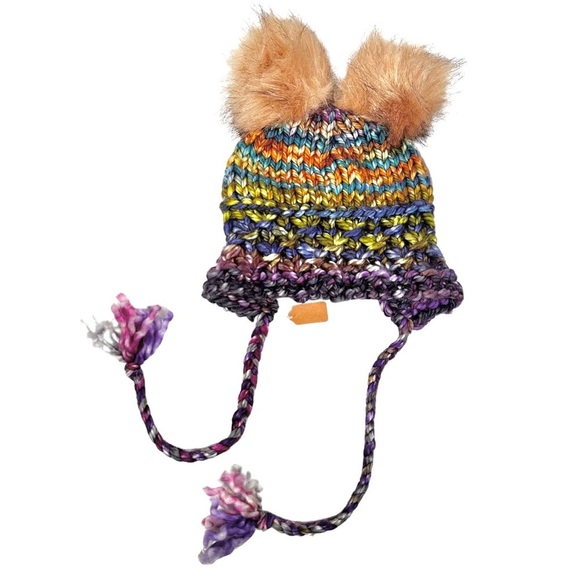 HANDMADE Fluffy PomPom Ears Chunky Knit Beanie - Picture 2 of 6